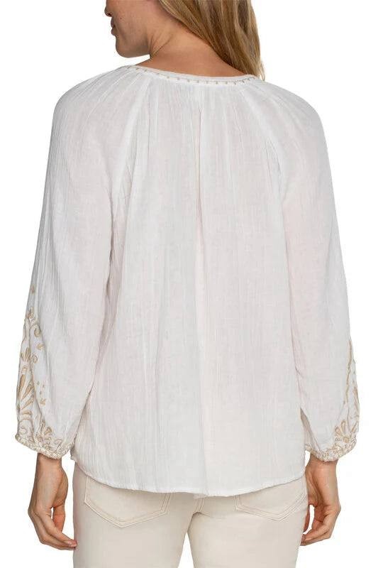 Liverpool Embroidered Double‑Gauze Woven Top – Size XL – NWT – $89