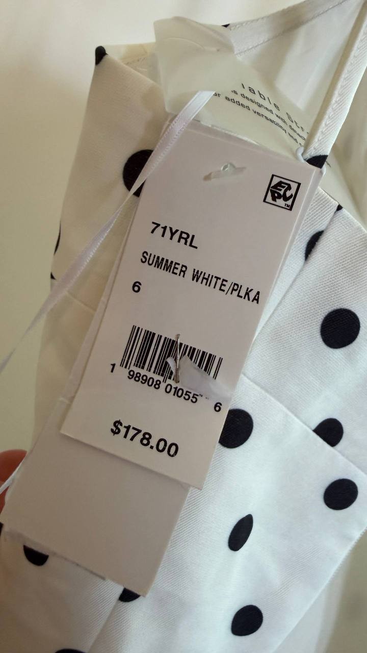 French Connection Polka Dot Midi Dress Black White Size6 NWTdamage-broken zipper
