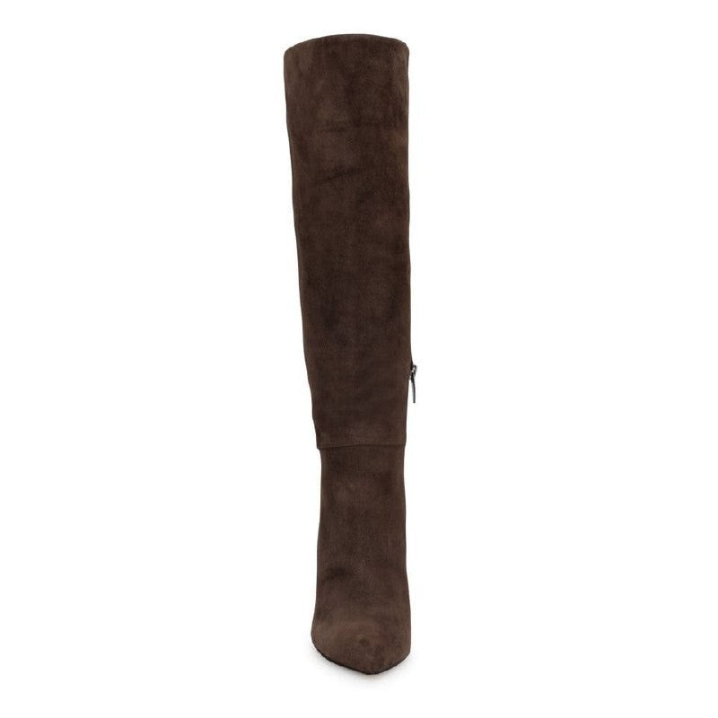 Nine West Richy Boots 10M Dark Brown Suede Knee‑High Pointy Toe NIB msrp$249