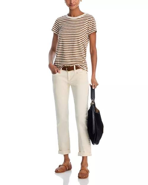 rag & bone Slub Stripe Tee – Warm Brown Multi, Size XL