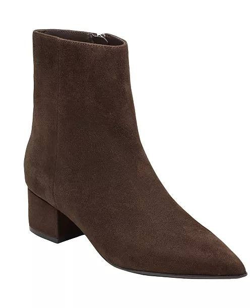 Marc Fisher Gismo Block Heel Dress Booties Dark Brown 9M Suede $159 NWB