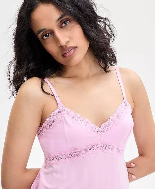 I.N.C. International Concepts Lace Trim Knit Pajama Set Pink XL for Women