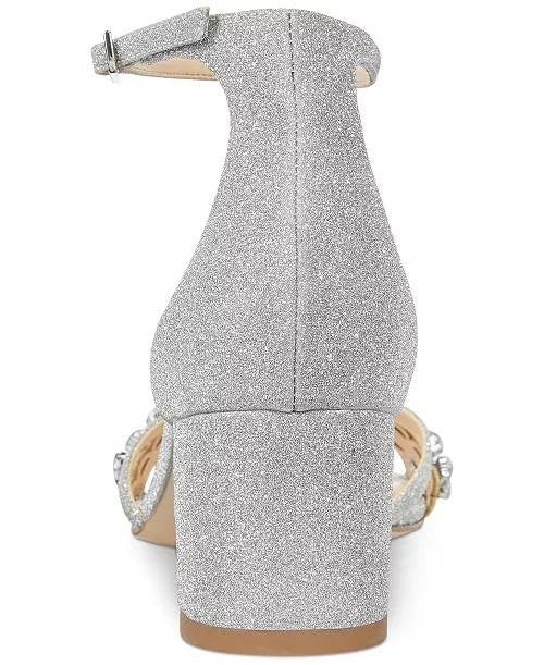Jewel  Badgley  Mischka  Evening  Sandals  Silver  Glitter  6  New  $99