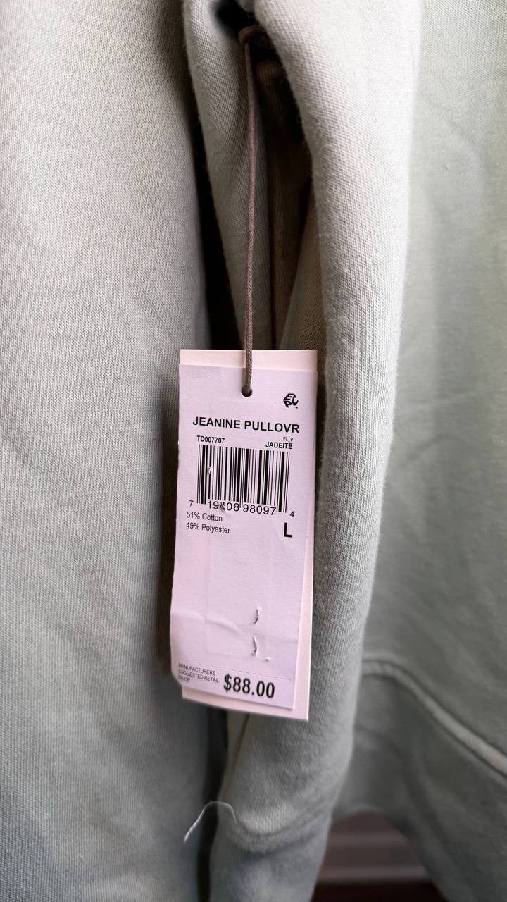 Three Dots Jeanine Quarter‑Zip Pullover Sweater Jadeite L NWT $88