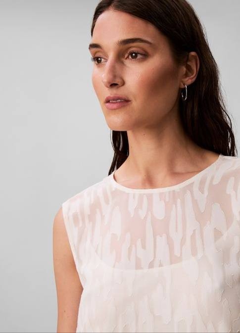 Calvin Klein Sleeveless Burnout Blouse White XL NWT $99
