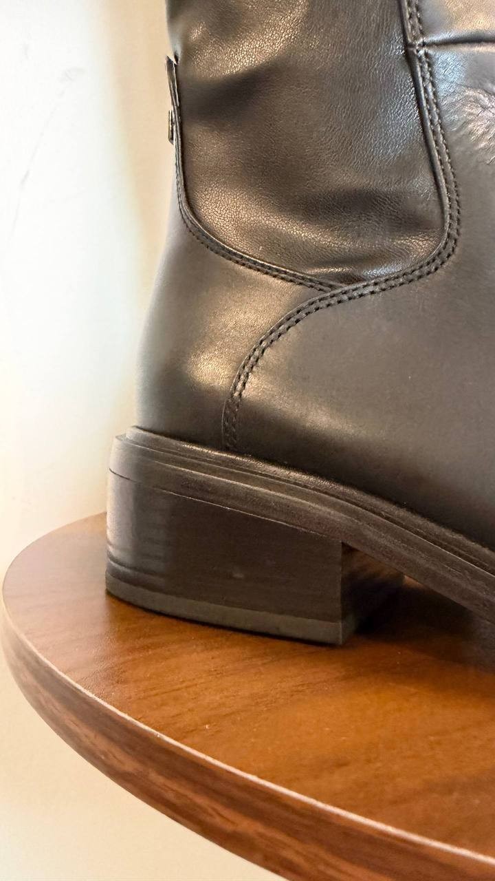 Franco Sarto Gisella Boots 7.5M Black Leather Tall Square Toe NIB msrp$225
