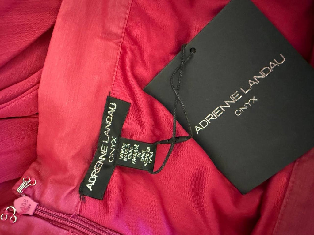 Adrienne Landau Onyx Pleated A‑Line Skirt – Maroon – Size L – NWT – $119