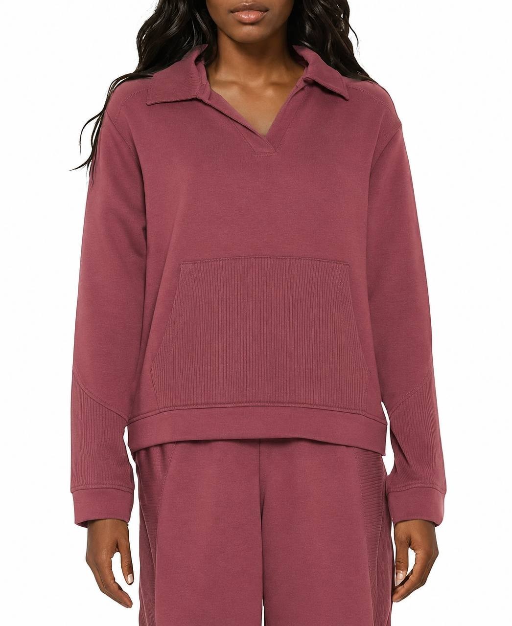 Three Dots Kendra Collared V‑Neck Long Sleeve Top Women’s XL Nocturne NWT $88