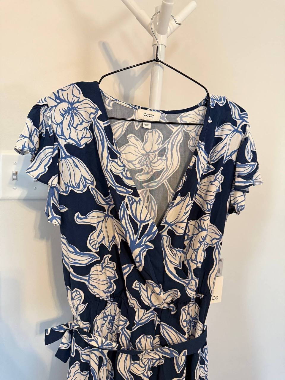 CeCe Wrap‑Front Short‑Sleeve Maxi Dress – Size L – NWT – $89