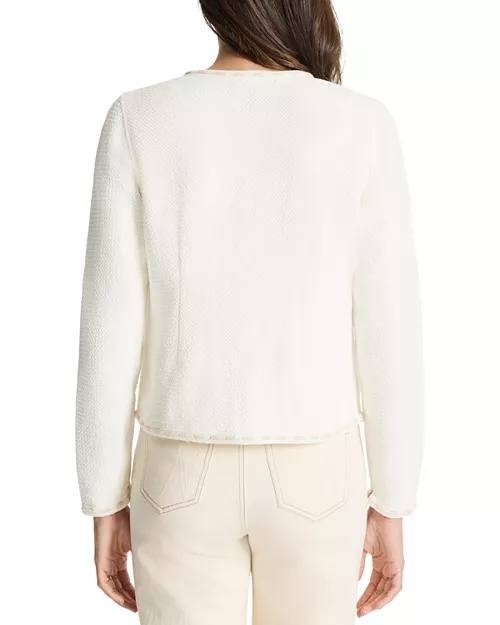 NIC+ZOE Women’s Stitch Trim Knit Jacket Cream White S $218 NWT