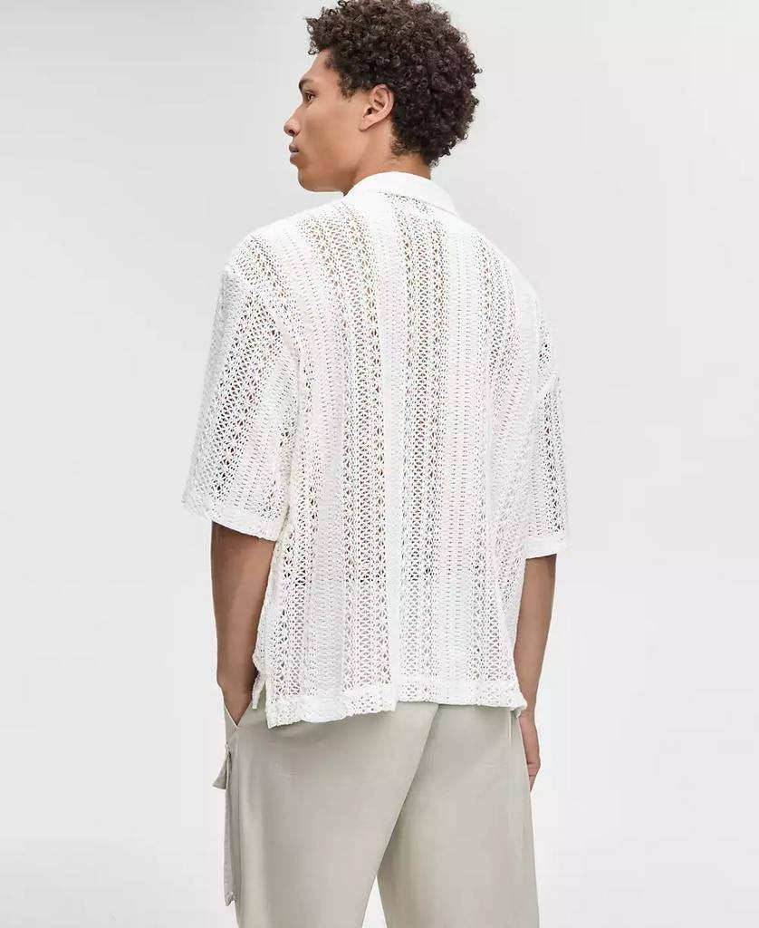 Mode of One Men’s Relaxed‑Fit Textured Crochet  Camp Shirt M $49.50 NWT