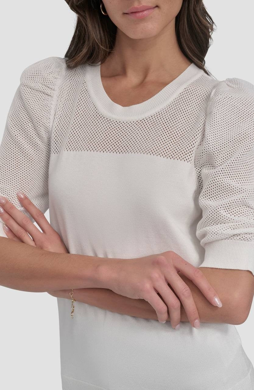 DKNY Puff Sleeve Sweater – White– Size XS – NWT