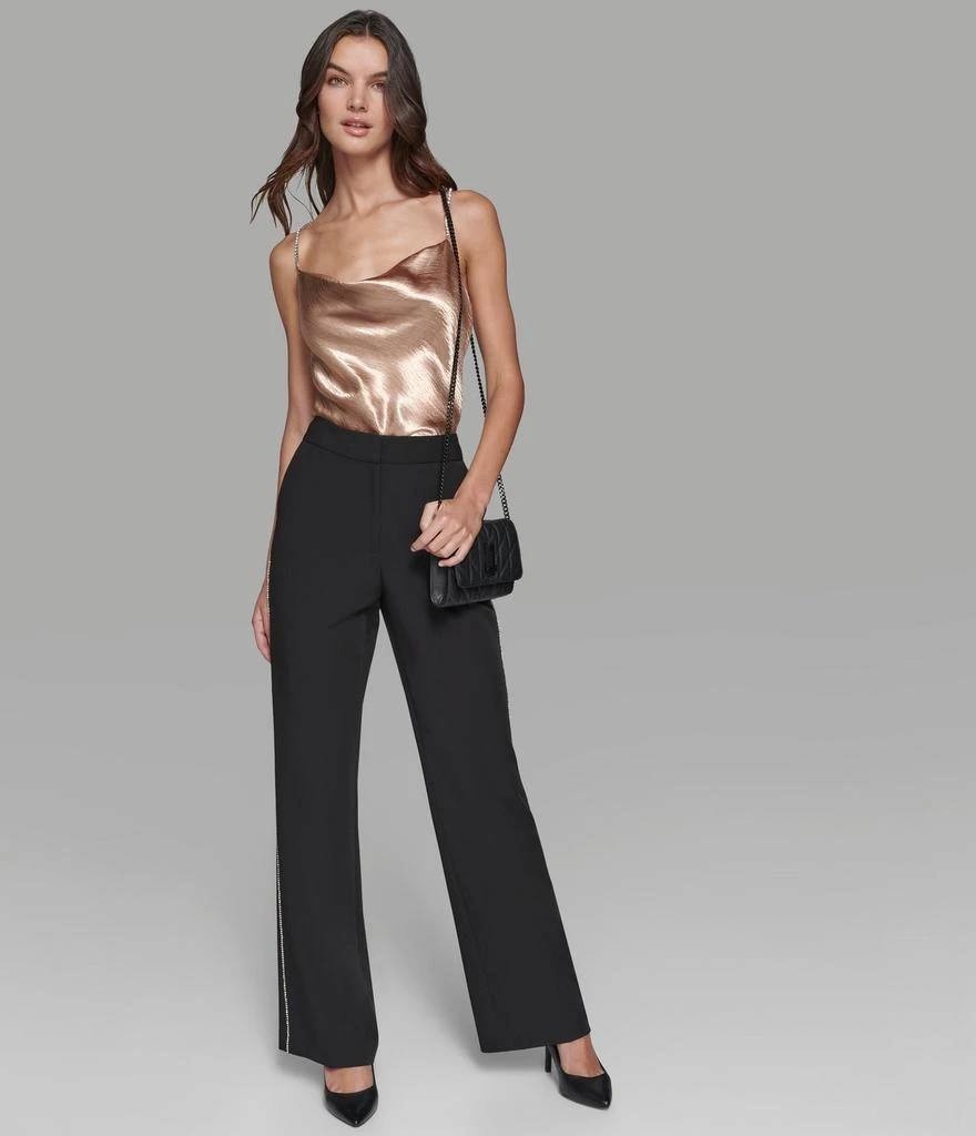 Karl Lagerfeld Paris Rhinestone‑Trim Suiting Pants – Black – Size 4 – NWT – $129