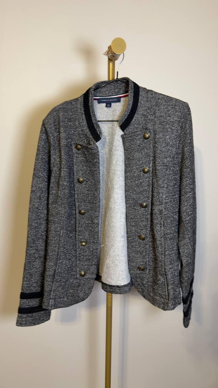 Tommy Hilfiger Women’s Marled Military Band Jacket Grey L NWOT $109.50
