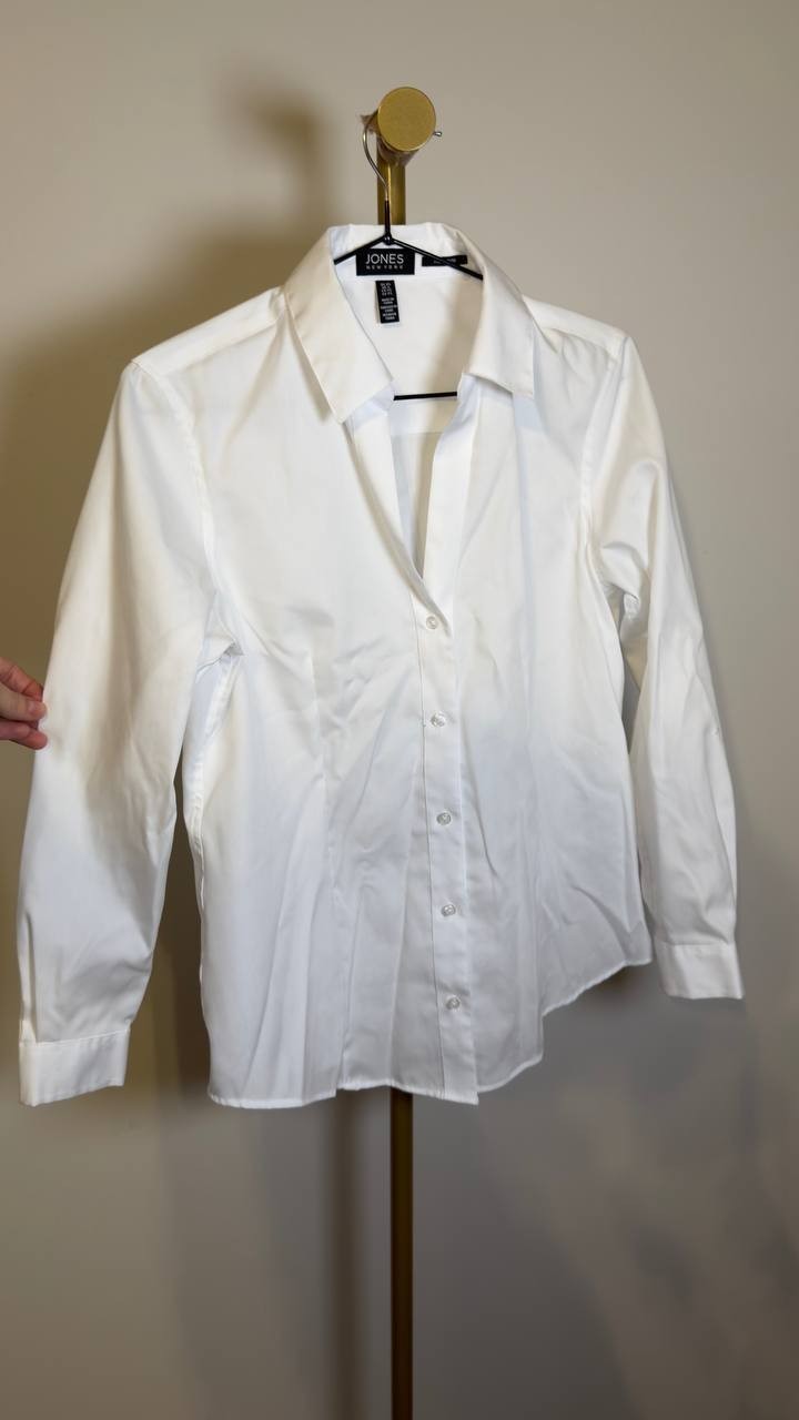 Jones  New  York  Women’s  Easy‑Care  Button‑Up  Shirt  White  PS  NWOT  $79.50 