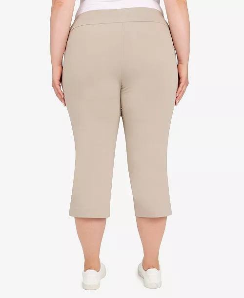 Hearts of Palm Plus Size Pull-On Capri Pants 18W Chino Beige Rayon NWT