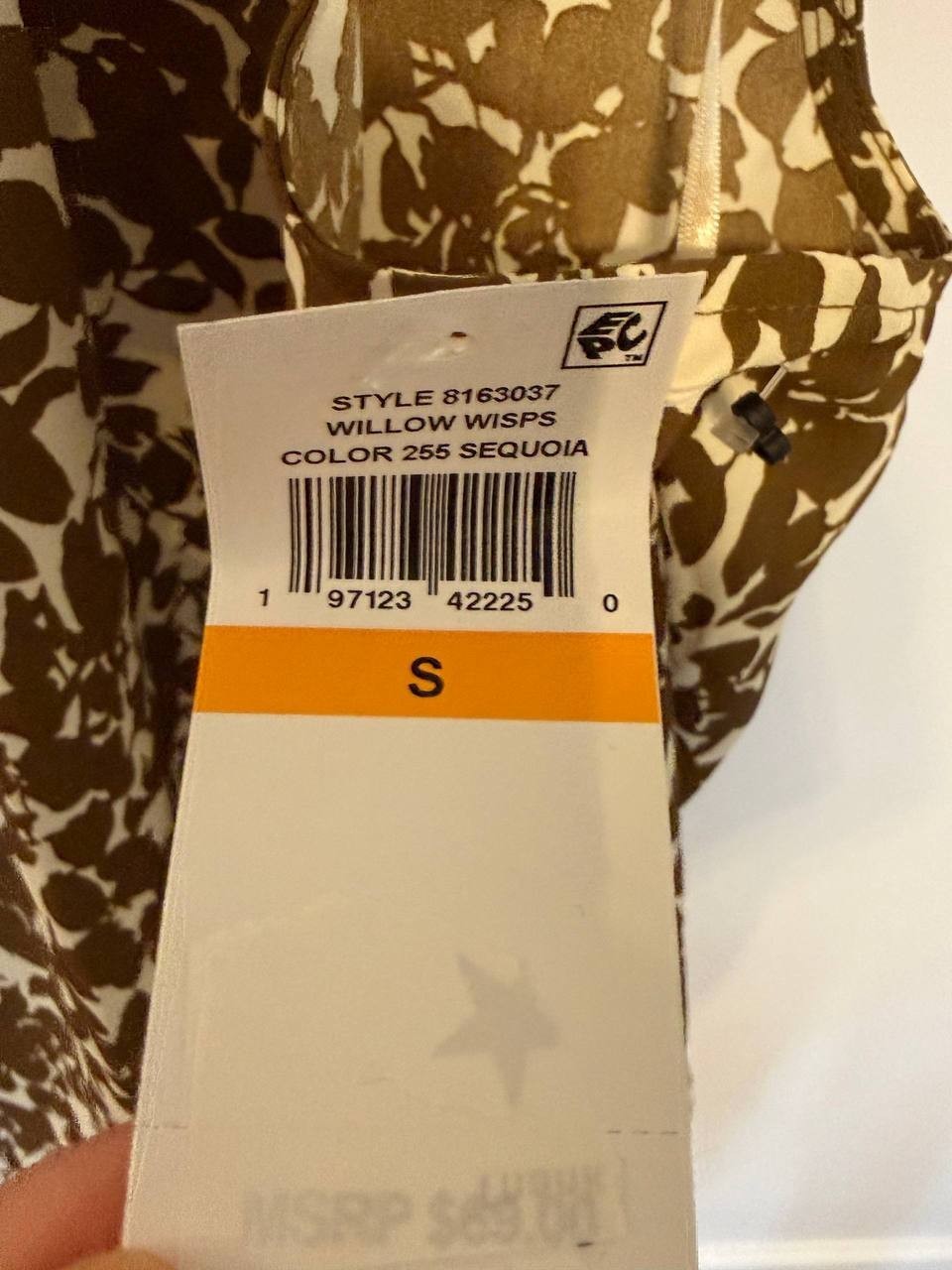 1.State Brown & White Floral High‑Neck Blouse – Size S – NWT