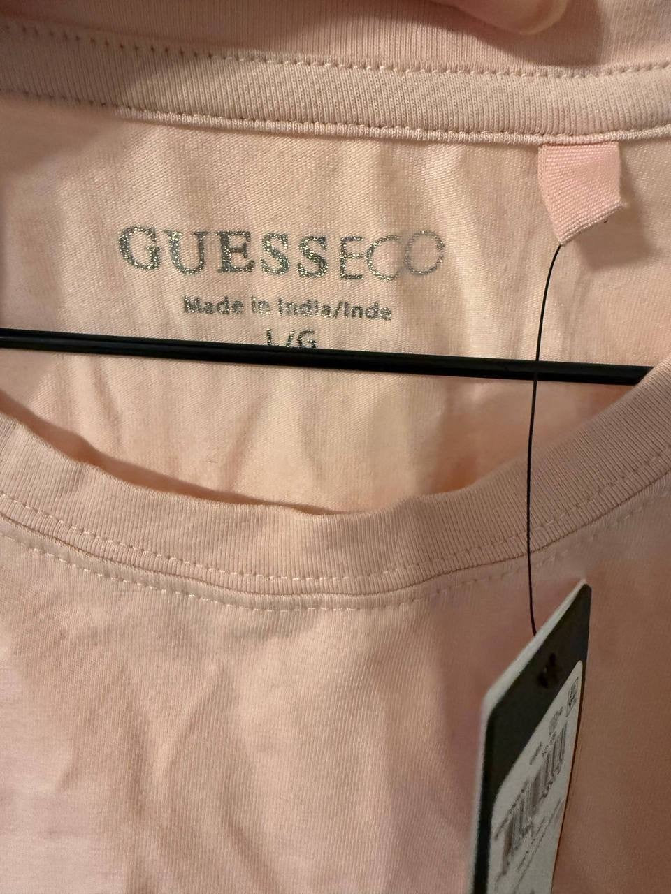 GUESS Embellished Logo T‑Shirt –Pink– Size L/G – NWT – $39