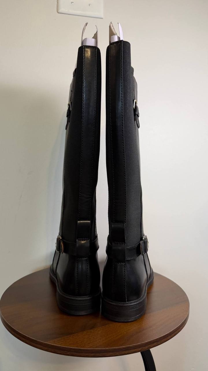 Easy Spirit Jackie Boots 11M Black Leather Tall Riding Buckle NIB msrp$199