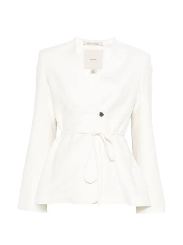 Calvin Klein Women’s Belted Double‑Breasted Jacket White XL NWT $179