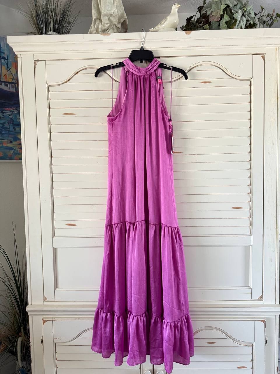 Vince Camuto Tiered Halter Maxi Dress XS Pink NWT $99