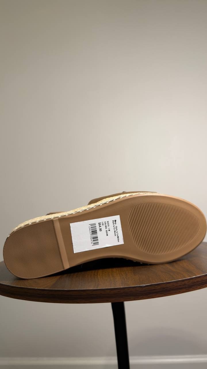 Style  &  Co  Hayess  Wedge  Sandals  Bison  7M  New  $65