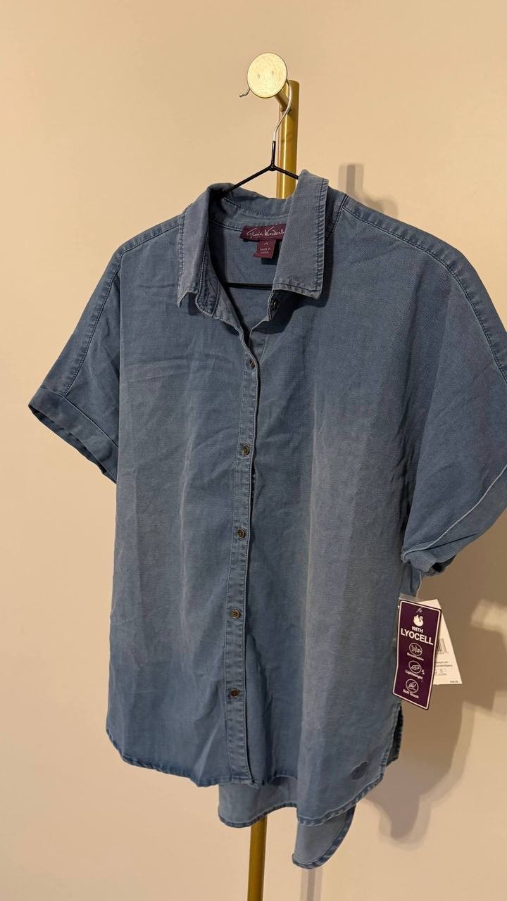 Gloria Vanderbilt Blue Lyocell Lightweight Top XL NWT Breathable Casual Wear