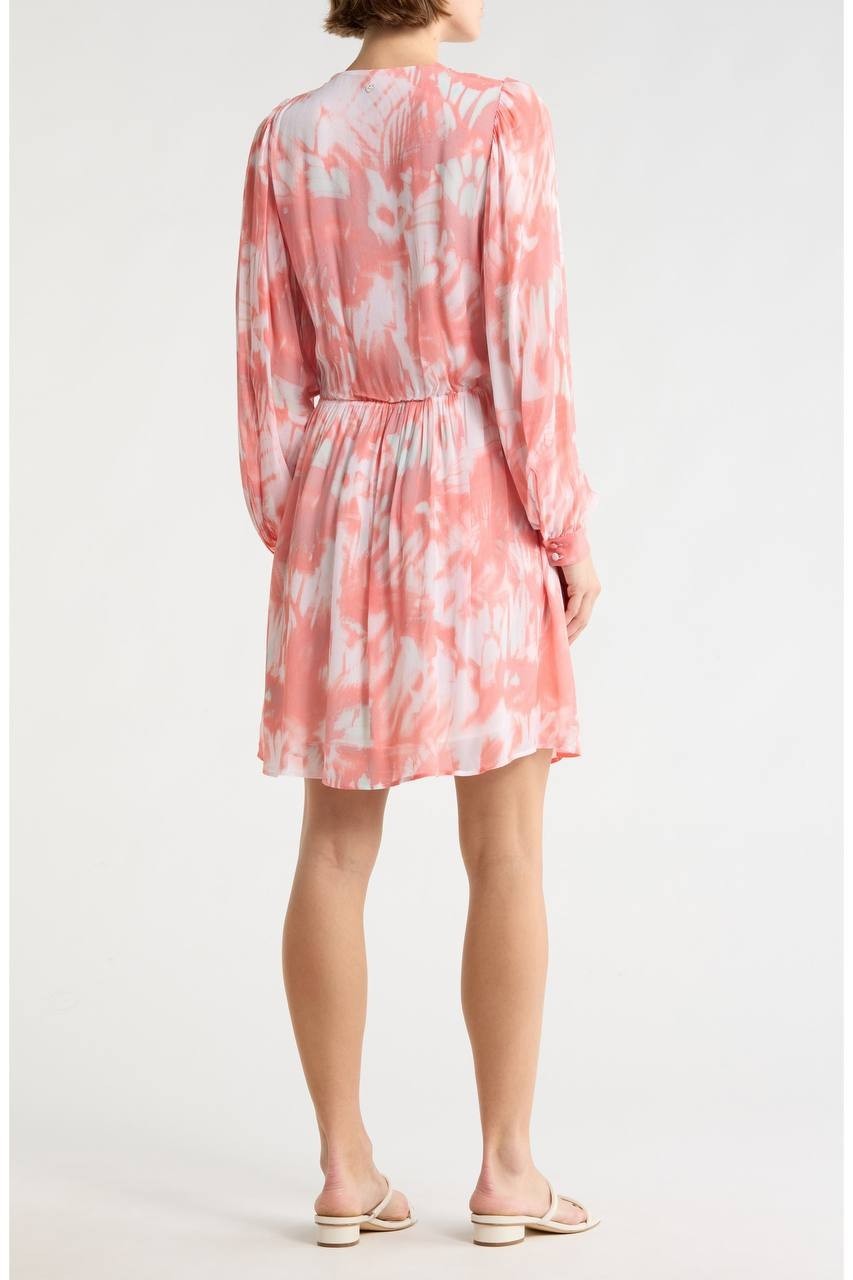BOSS Print Long Sleeve Faux Wrap Dress Multi 10 NWT $199