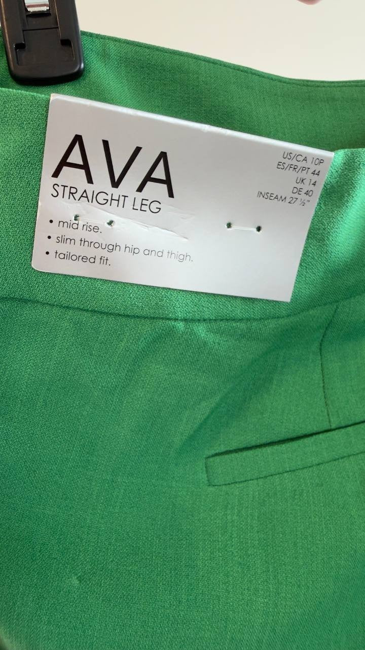 Kasper Ava Straight Leg Stretch Crepe Pants Lush Green 10P NWT $79