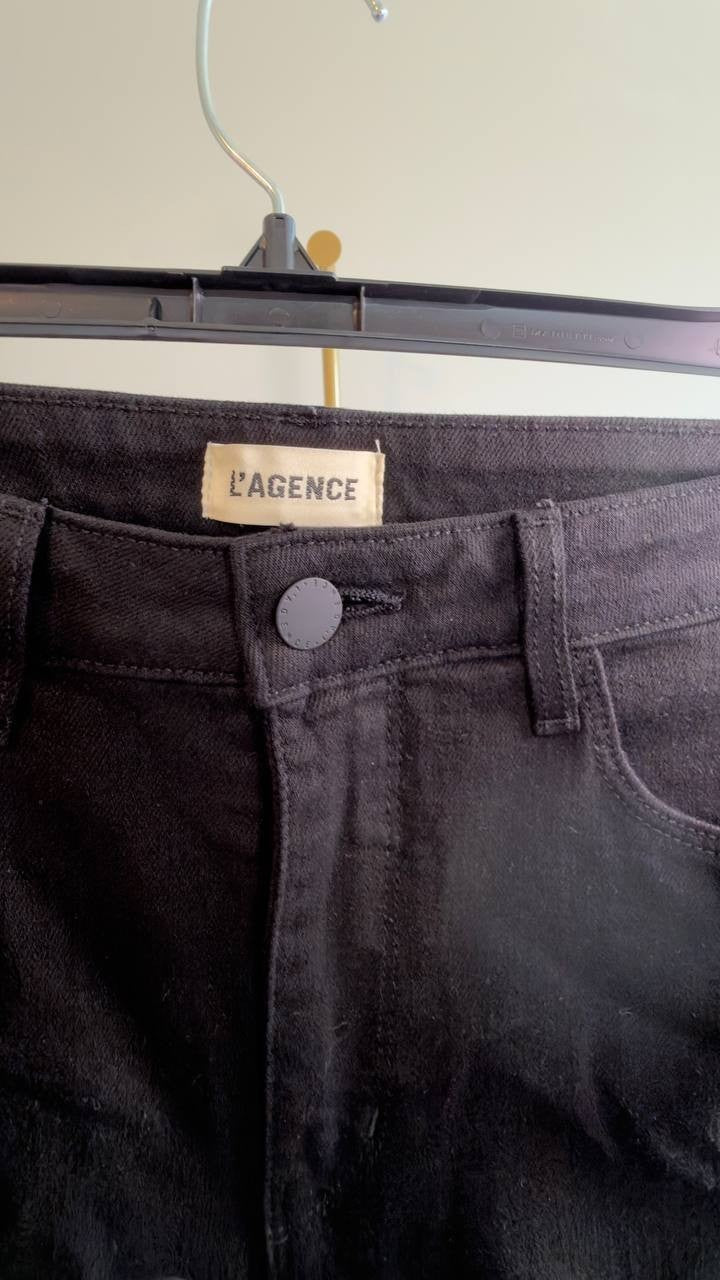 L’AGENCE Scottie Women’s High‑Rise Wide‑Leg Jeans Black 27 NWT $225