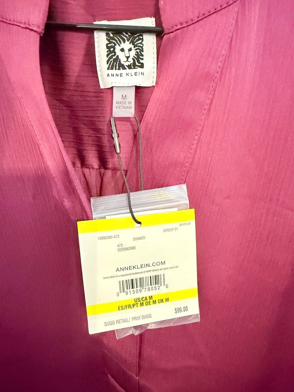 Anne Klein Split‑Neck Textured Woven Tunic Top – Size M – NWT – $99