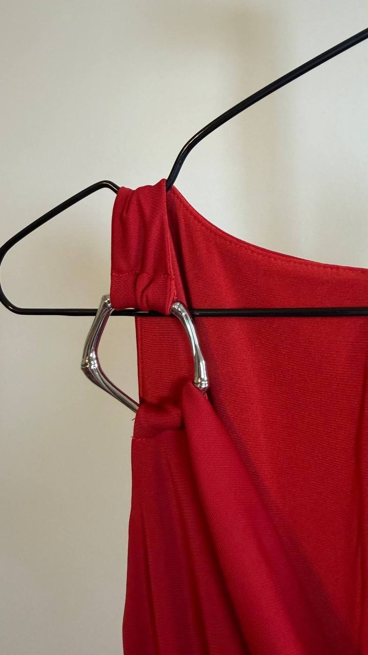 Lauren Ralph Lauren Ring‑Trim Jersey Cowlneck Gown Red Size 14 NWT $245