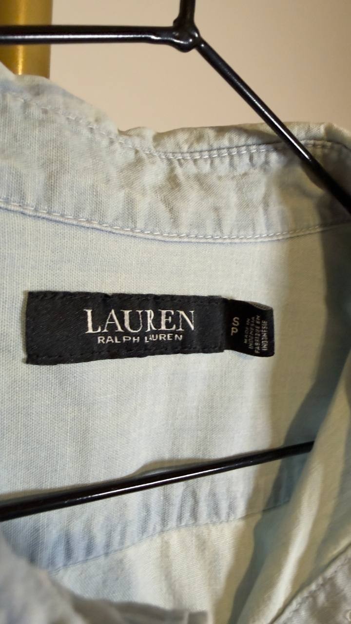 Lauren Ralph Lauren Women’s Cotton Roll Tab‑Sleeve Shirt Light Wash S/P $125