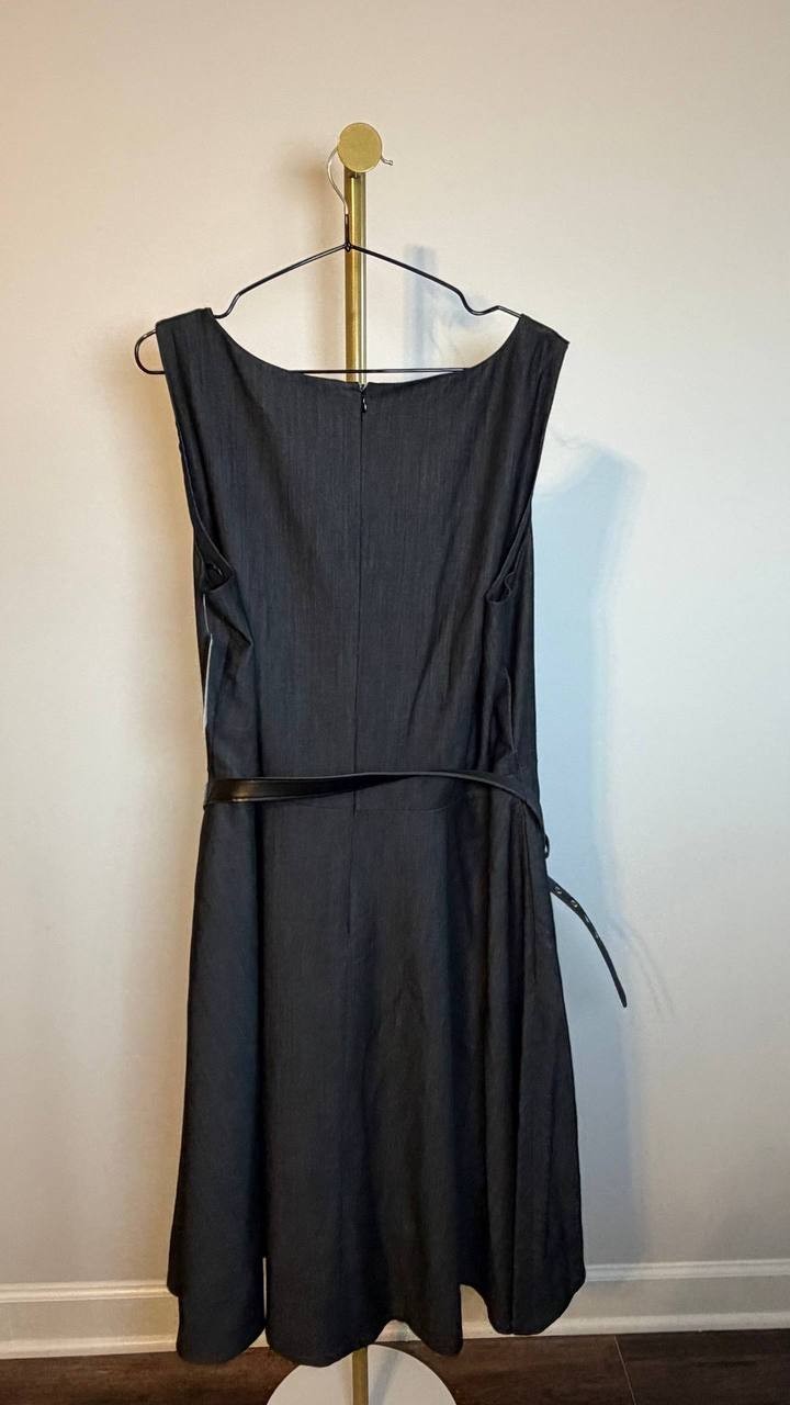 Tahari ASL Belted Soft Denim Fit & Flare Dress Black 18 NWT $159