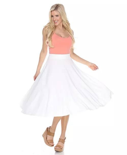 White Mark Flared Midi Skirt with Pockets White M NWT $49