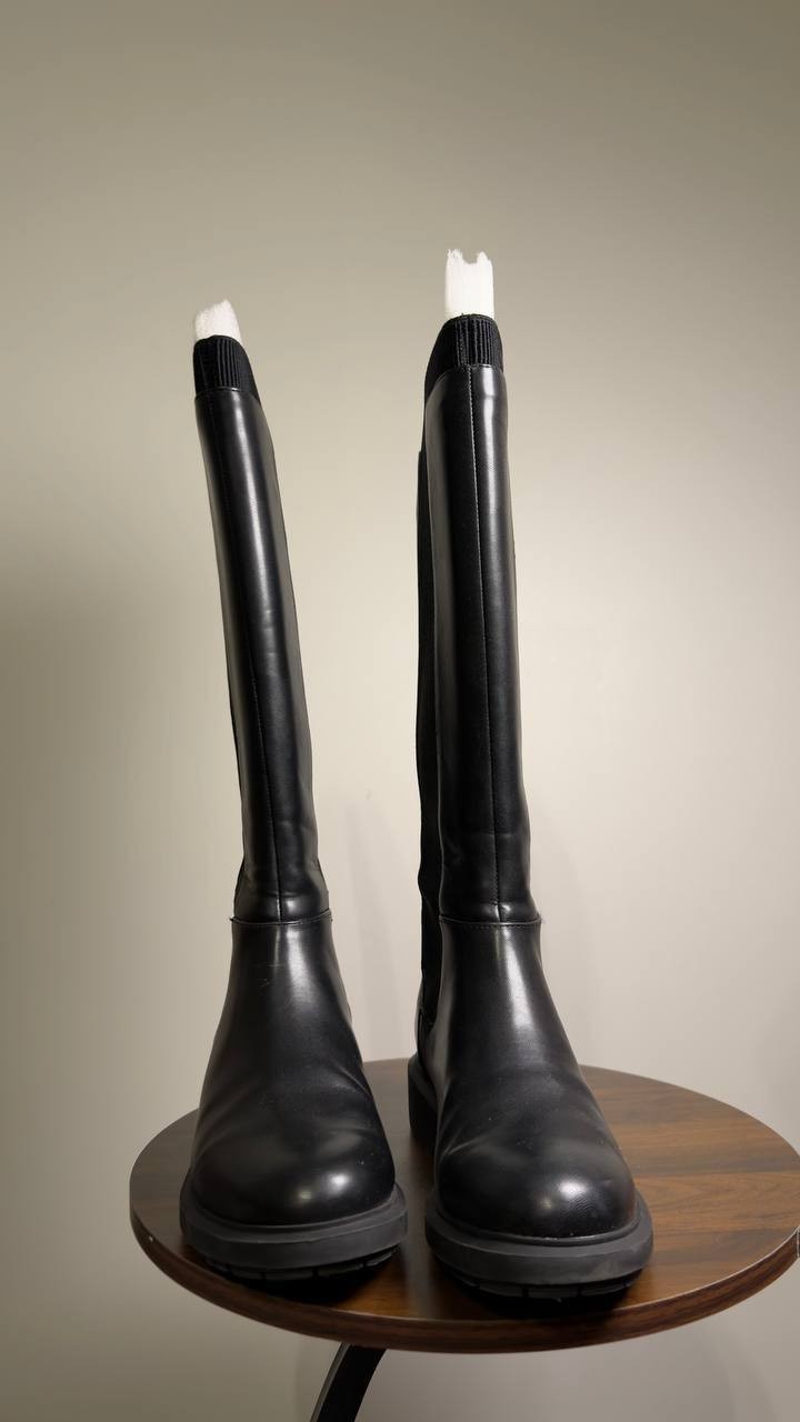 On  34th  Riding  Boots  Black  Man‑Made  8.5M  New  With  Box  $129