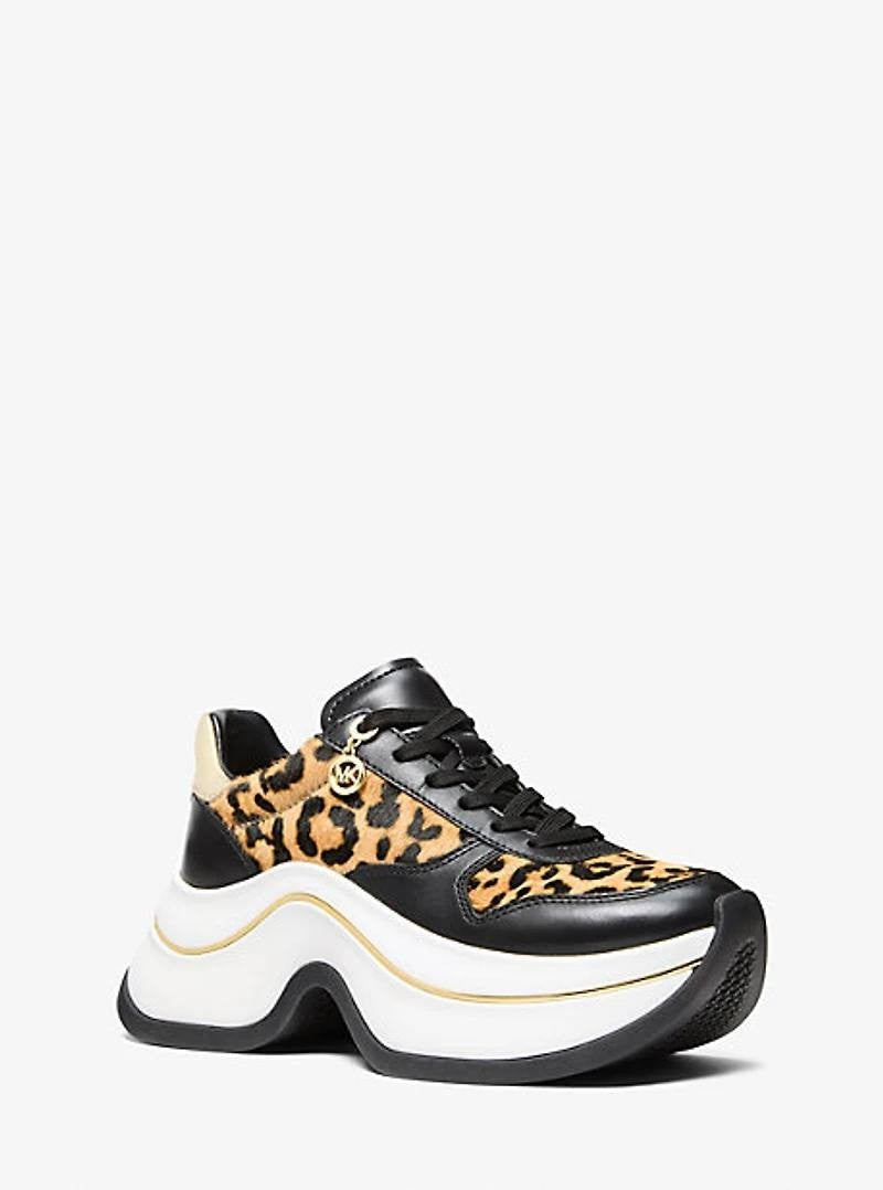 Michael Michael Kors Leopard Leather/Calf Hair Trainers 8M New in Box MSRP $195