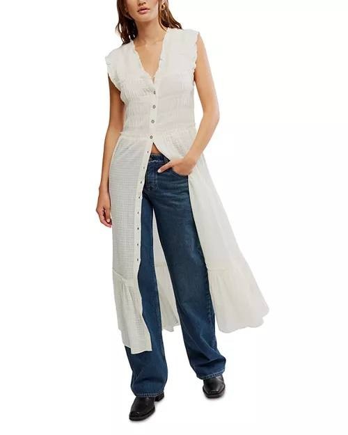 Free People Desert Dazed Midi Dress Clean Ivory S/P Petite - Boho V-Neck