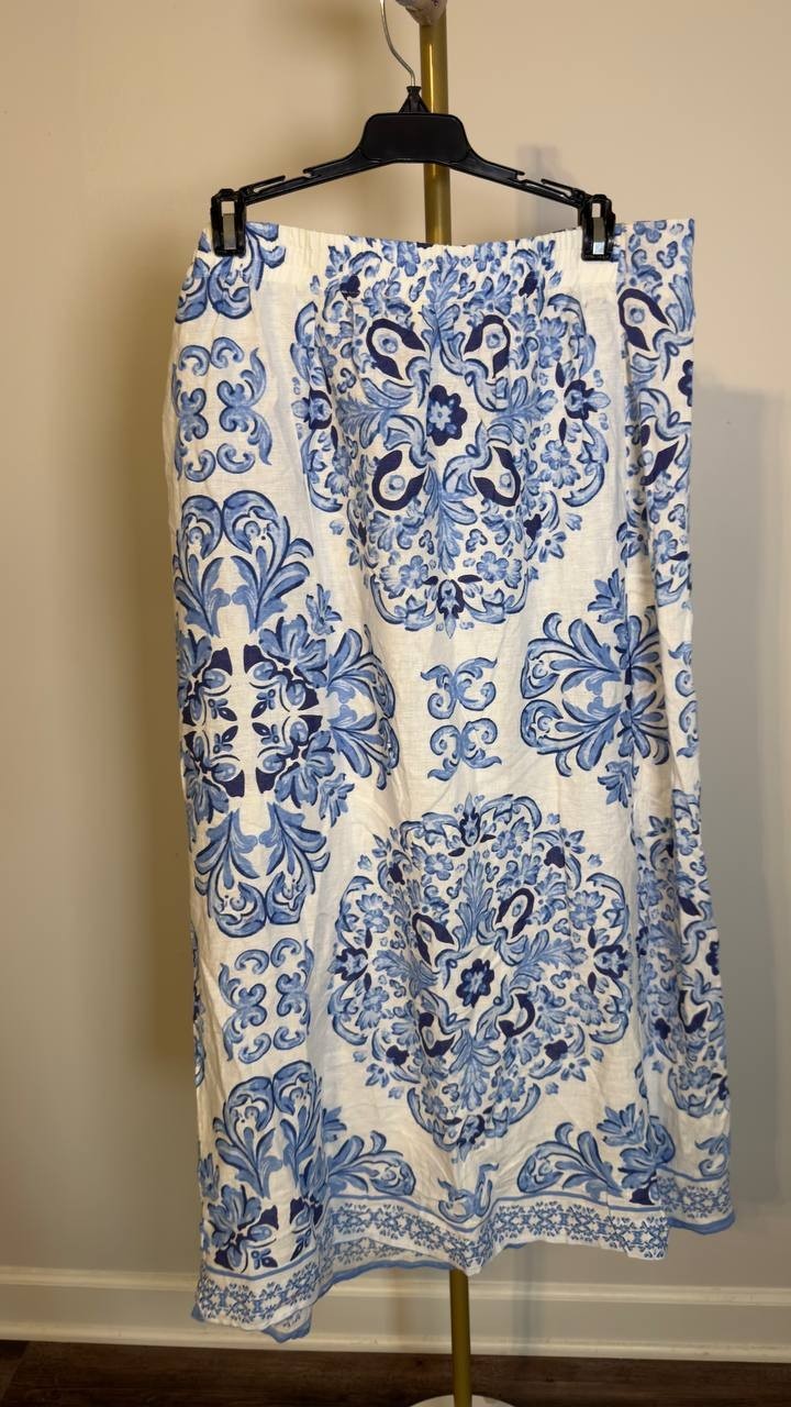 CeCe Women’s Bellflower Blue Wrap Maxi Skirt M NWT $109