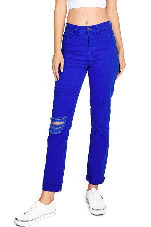 Celebrity Pink High Rise Color Wash Straight Leg Jeans Royal Blue 7/28 NWT
