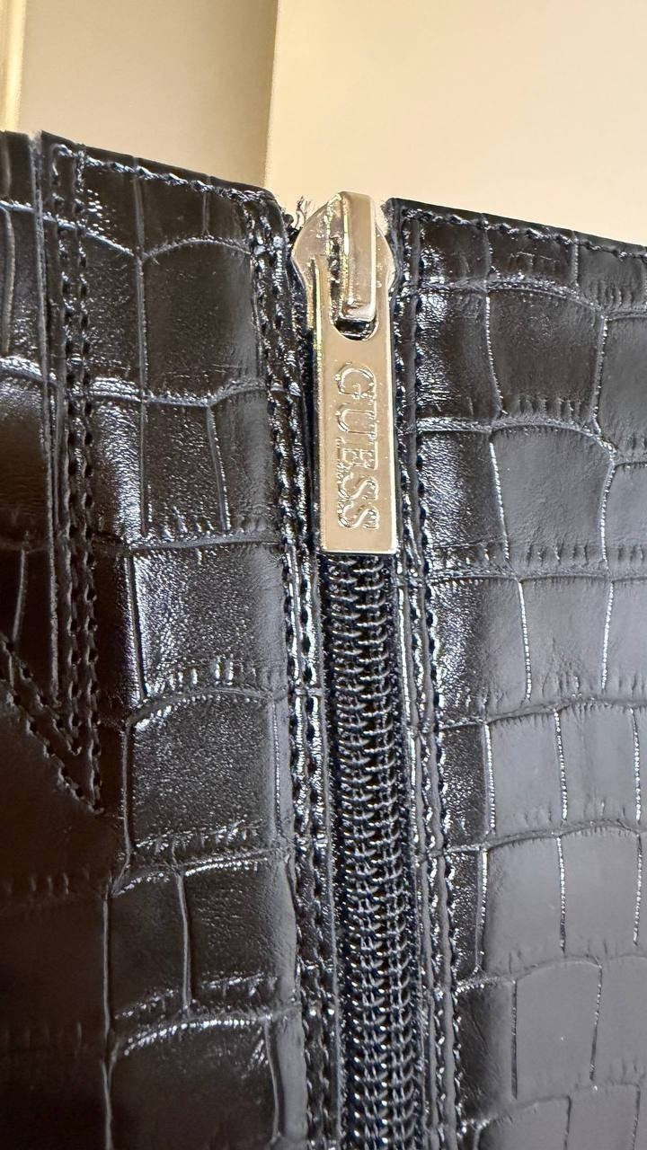 Guess Gressa Boots 7.5M Black Man‑Made Tall Pointed Toe Stiletto NIB msrp$179