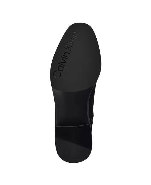 Calvin Klein Jasen Buckle Strap Block Heel Booties Black Women’s 5M