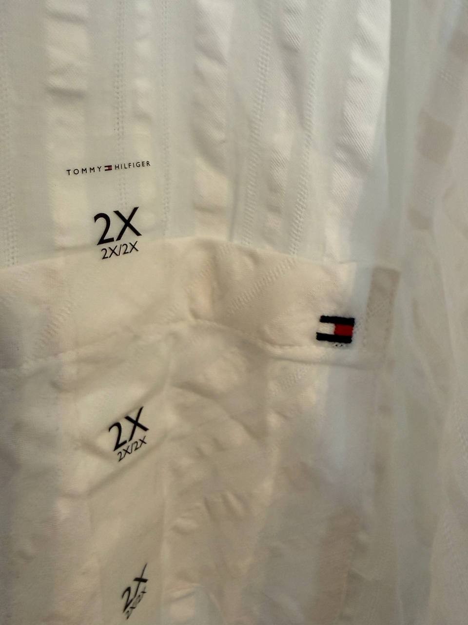 Tommy Hilfiger Plus‑Size Cotton Shadow‑Striped Camp Shirt–White–Size 2X–NWT–$69