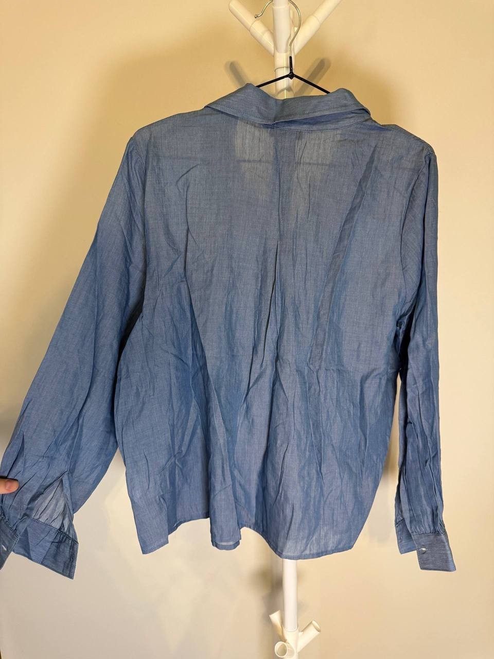 Liverpool Pintuck Pleat Woven Long‑Sleeve Shirt – PL – Bridgeton Light –NWT– $89