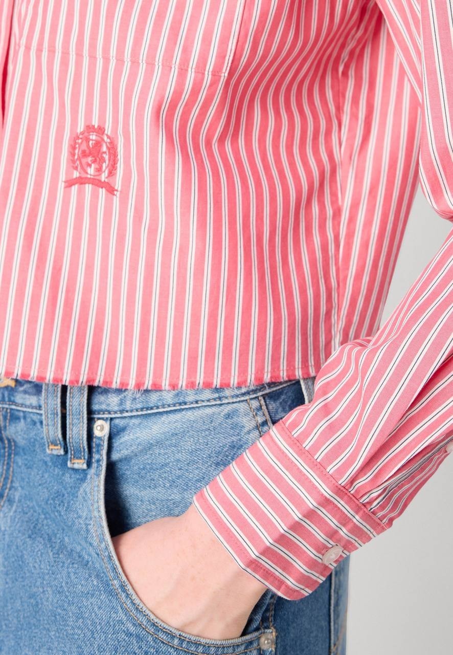 Tommy Jeans Crest Shirt Blouse Vintage Cerise L NWT $79.50