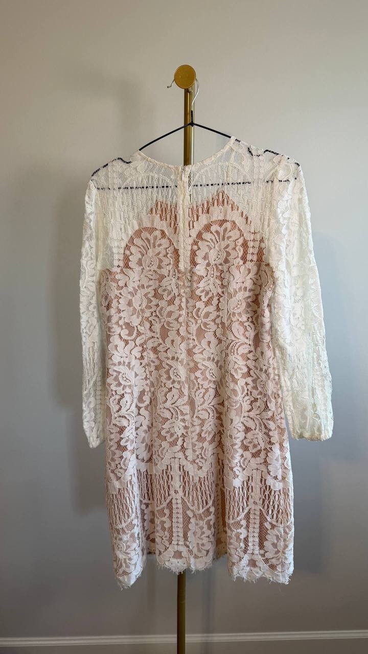 Vince Camuto Women’s Lace Blouson‑Sleeve Shift Dress Pink 4 $159 NWT