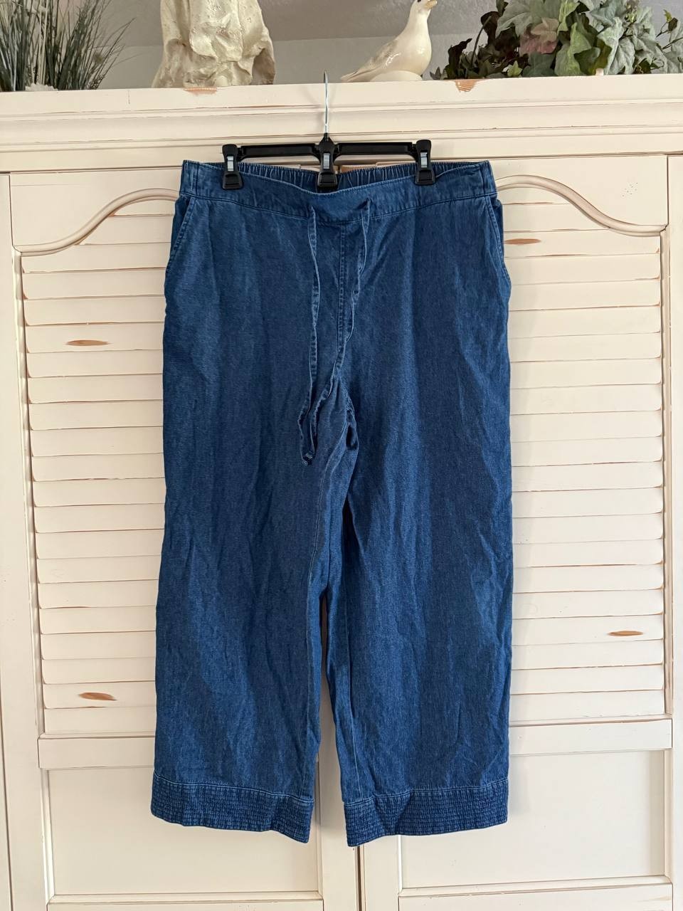 Jones New York Chambray Tie-Waist Pant – Blue, Size L