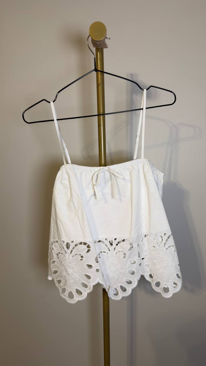 Avec Les Filles Eyelet Embroidered Bandeau Top White S NWT $108