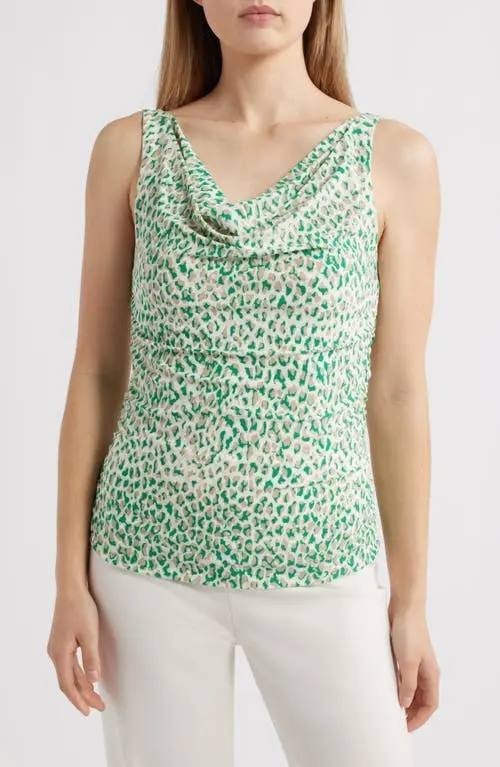 Anne Klein Animal Spot Cowl Neck Tank Tropical Multi XL NWT $69