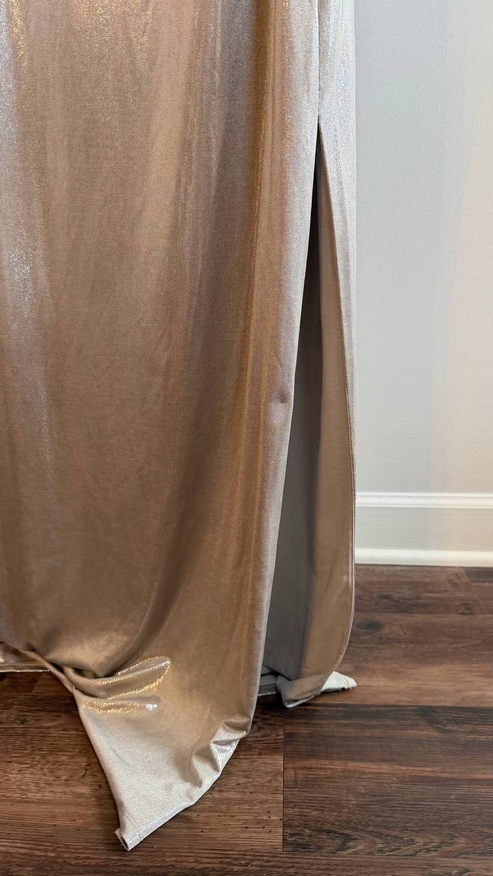 Lauren Ralph Lauren Metallic Jersey Column Gown Silver 8 NWT $265